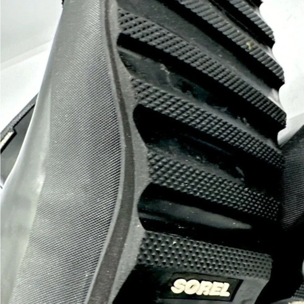 Sorel Joan Rain‎ Short Gloss Black Waterproof Boots 11 Gorpcore Camping 24-23